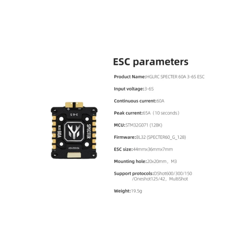 HGLRC SPECTER 60A BL32 4in1 Mi - огляд і ціна Fpv Drone Esc